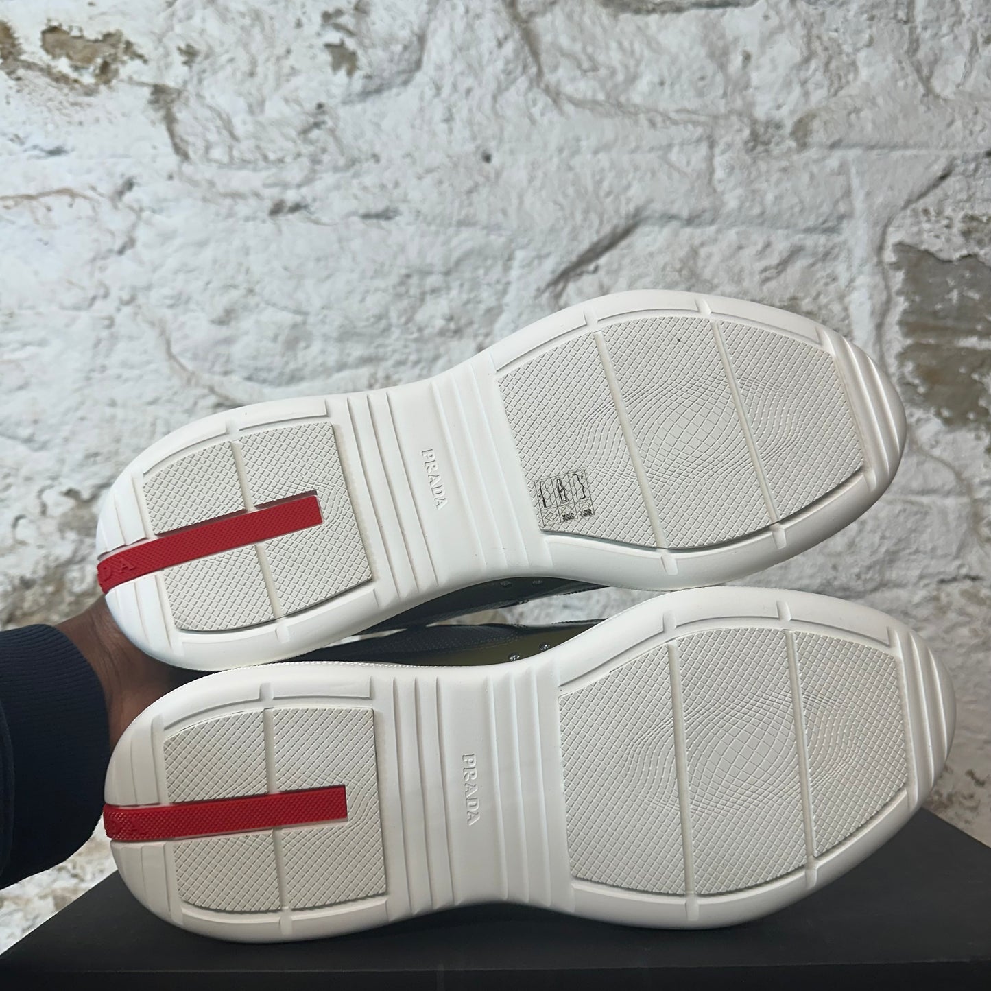 Prada Americas Cup Loden Argento Patent Sneaker Sz 9 DS