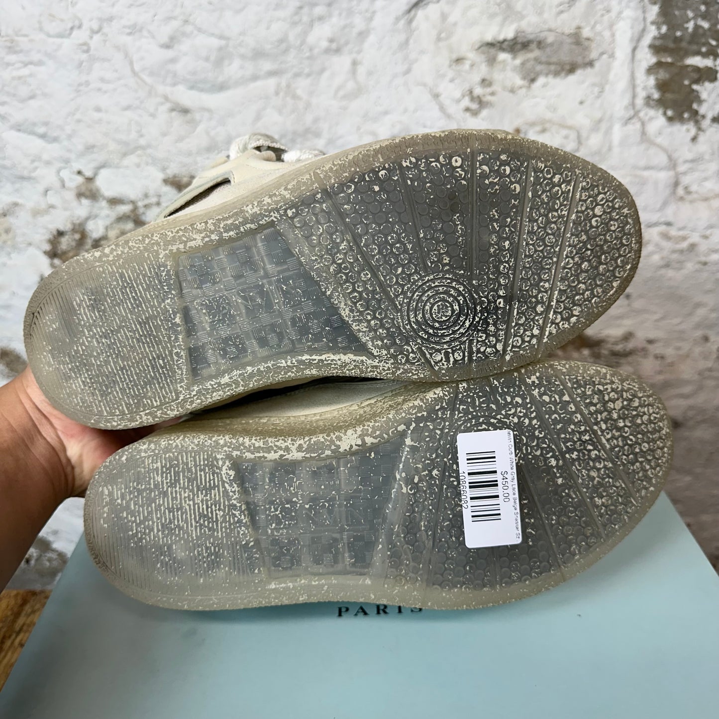 Lanvin Curb White Gray Lace Beige Sneaker Sz 8 (41)