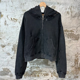 Vale Distressed Black Zip Up Hoodie Sz S DS