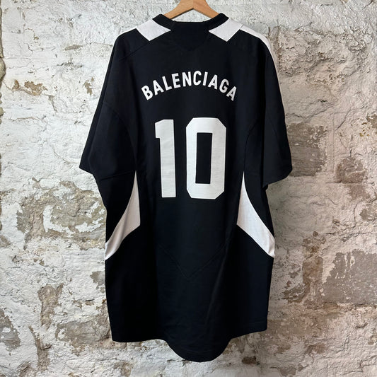 Balenciaga Panelled Logo Black Soccer Shirt Sz M