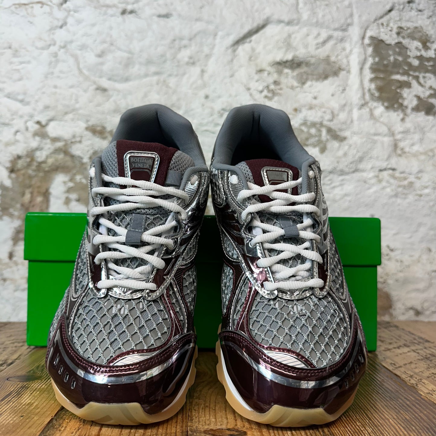 Bottega Veneta Burgundy Silver Orbit Sneaker Sz 8 (41) DS