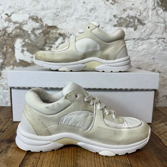 Chanel White CC Cream Suede White Sneaker Sz 4.5 (36)