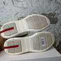 Prada Americas Cup White Patent Grey White Sneaker Sz 8.5