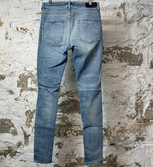 Amiri MX1 Pink Tye Dye Blue Denim Jeans Sz 31