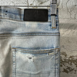 Amiri MX1 Tie Dye Patches Blue Denim Jeans Sz 29