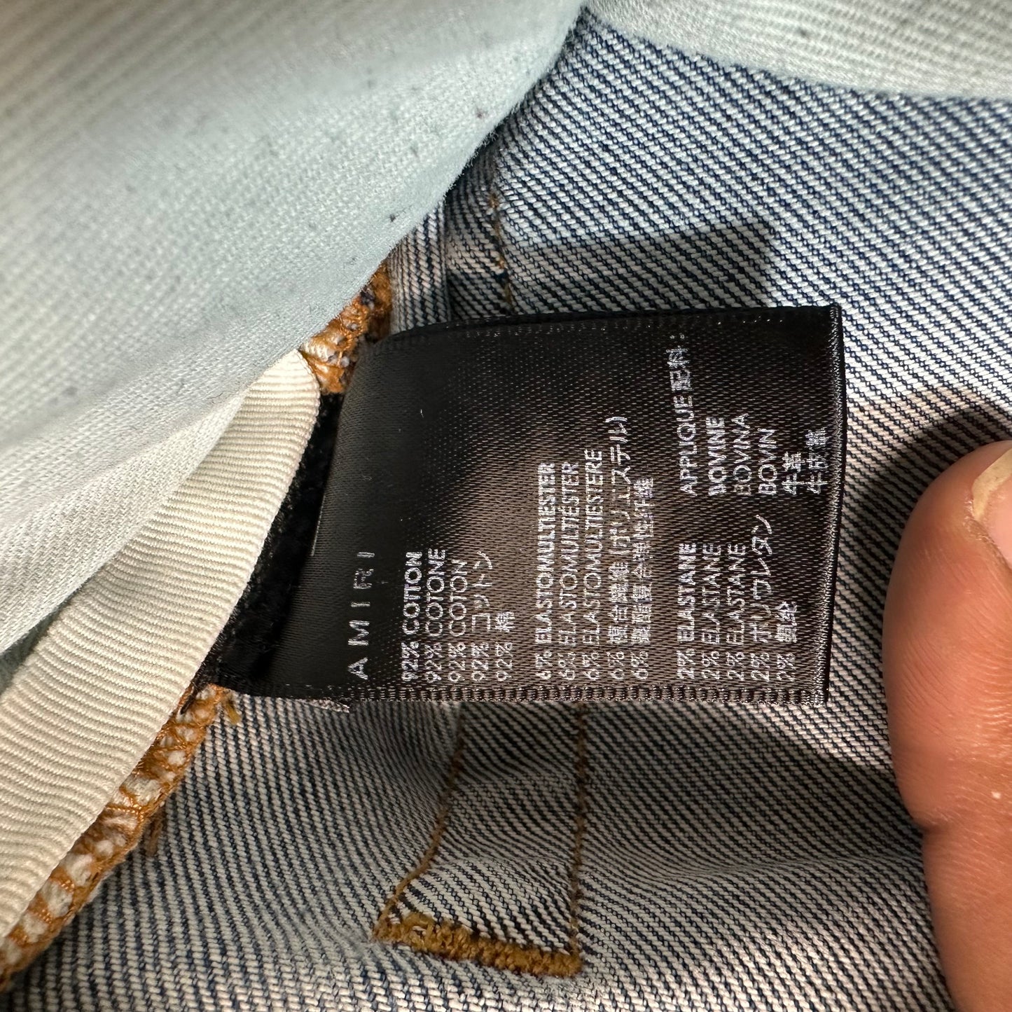 Amrii MX1 Black Leather Thrasher Blue Denim Jeans Sz 30