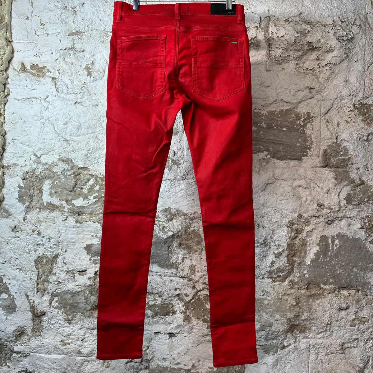 Amiri MX1 Red Leather Red Denim Jeans Sz 32