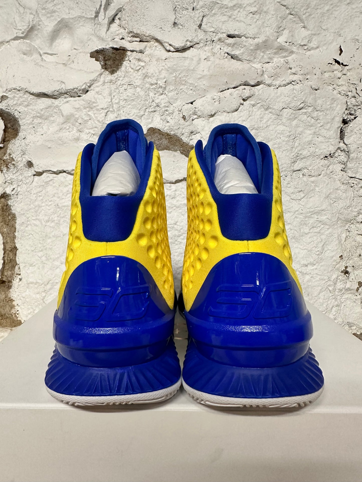 Under Armour Curry 1 Icon Custom Yellow Blue Sz 10 DS