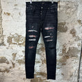Amiri MX1 Red Tie Dye Black Denim Jeans Sz 36