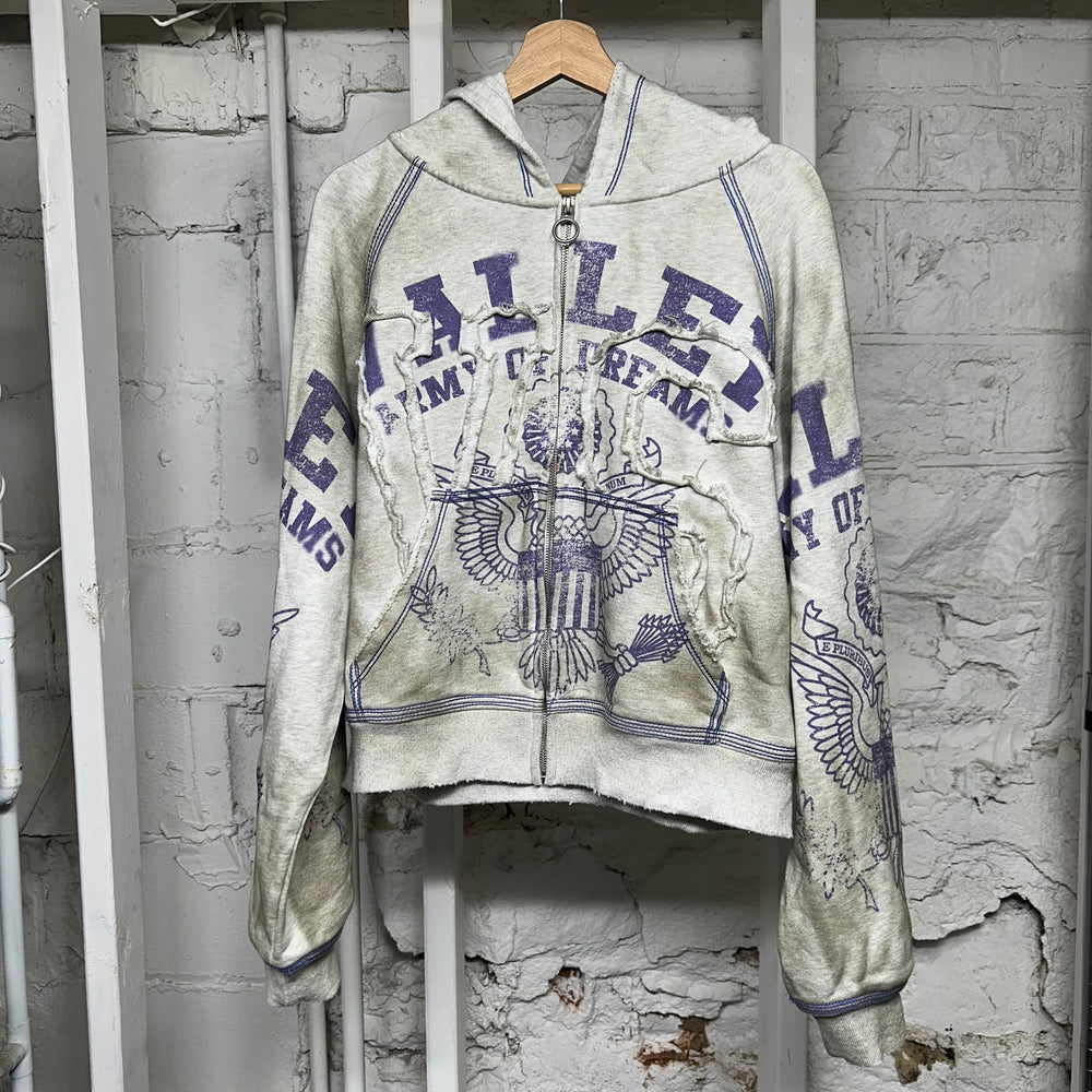 Vale Army of Dreams Grey Purple Zip Up Hoodie Sz S