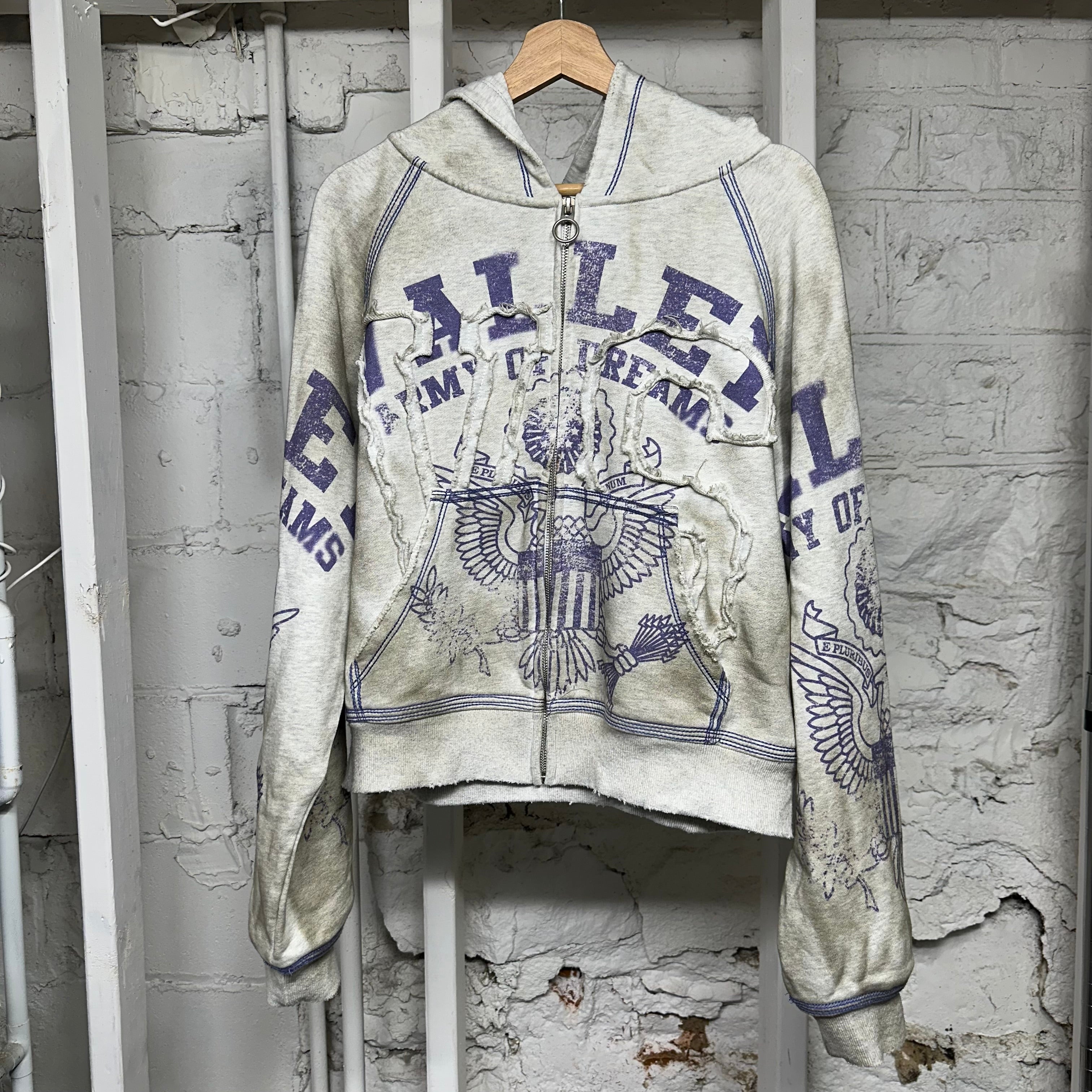Vale Army of Dreams Grey Purple Zip Up Hoodie Sz S