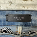 Amiri Black Leather Star Chemist Blue Denim Jeans Sz 31