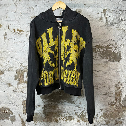 Vale Yellow Garden Zip Up Hoodie Black Sz L