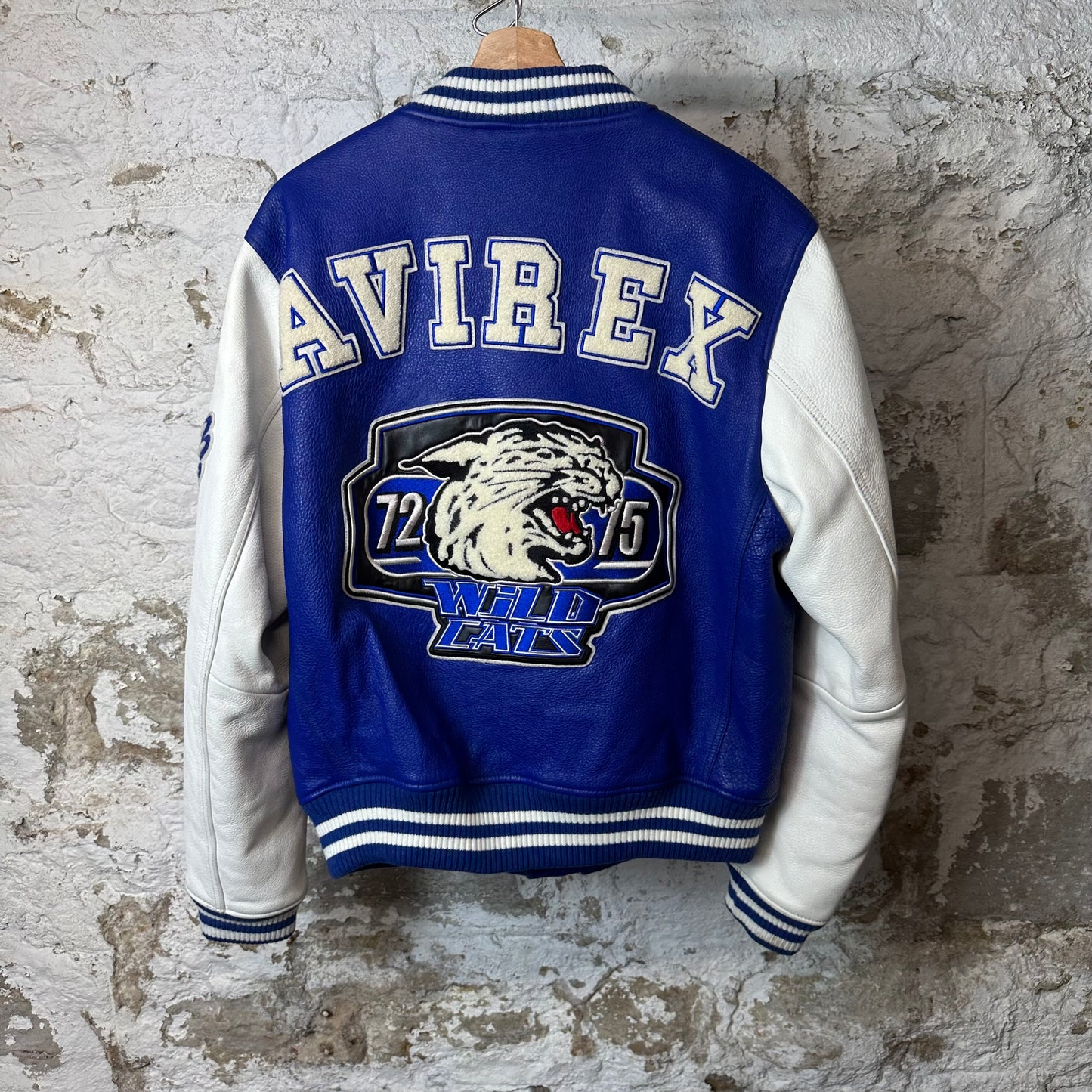 Avirex Champions Leather Jacket Blue Sz L