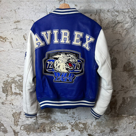 Avirex Champions Leather Jacket Blue Sz L