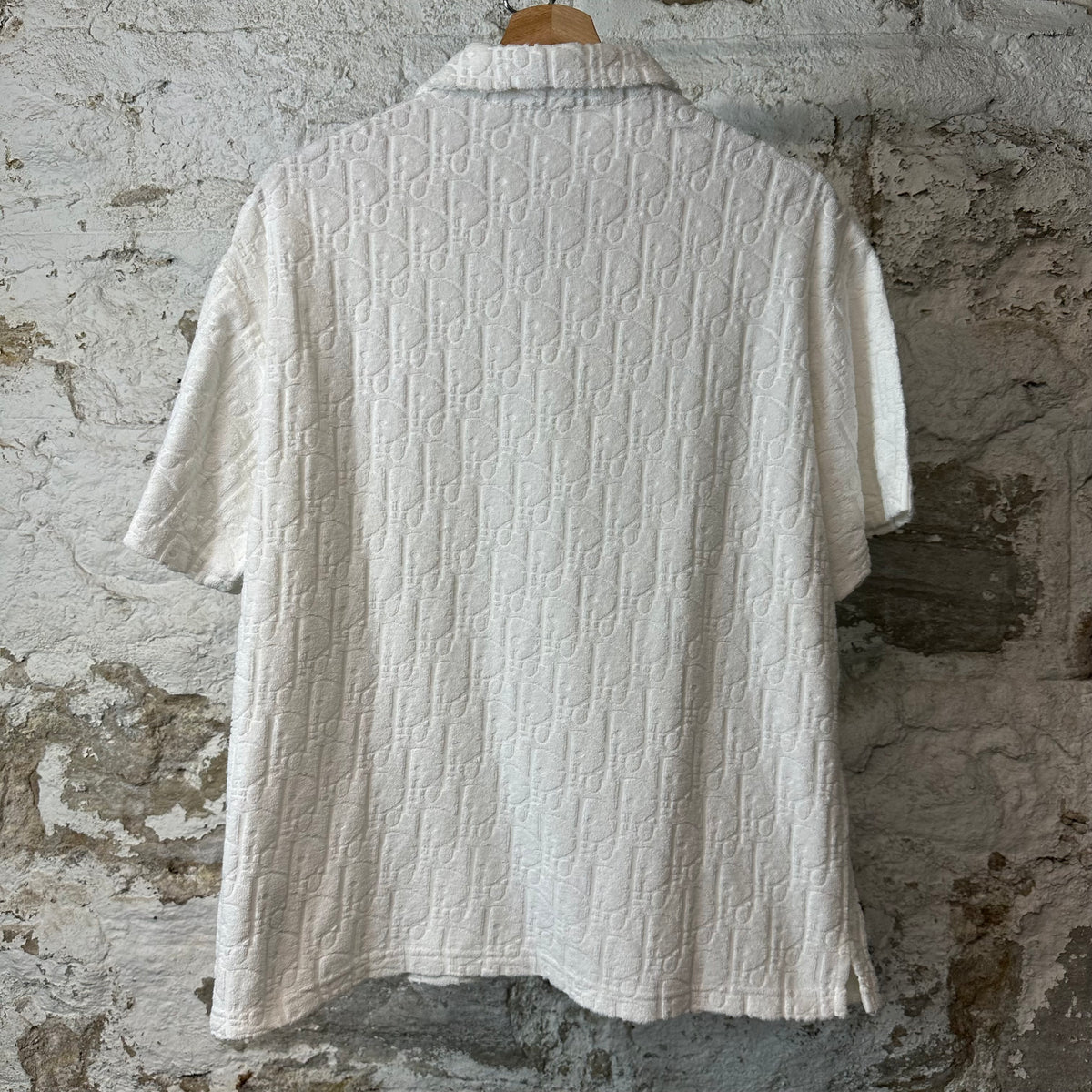 Dior Oblique Monogram Towel White Polo Shirt Sz L