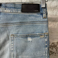 Amiri Brown Black Paisley Flames Blue Denim Jeans Sz 30