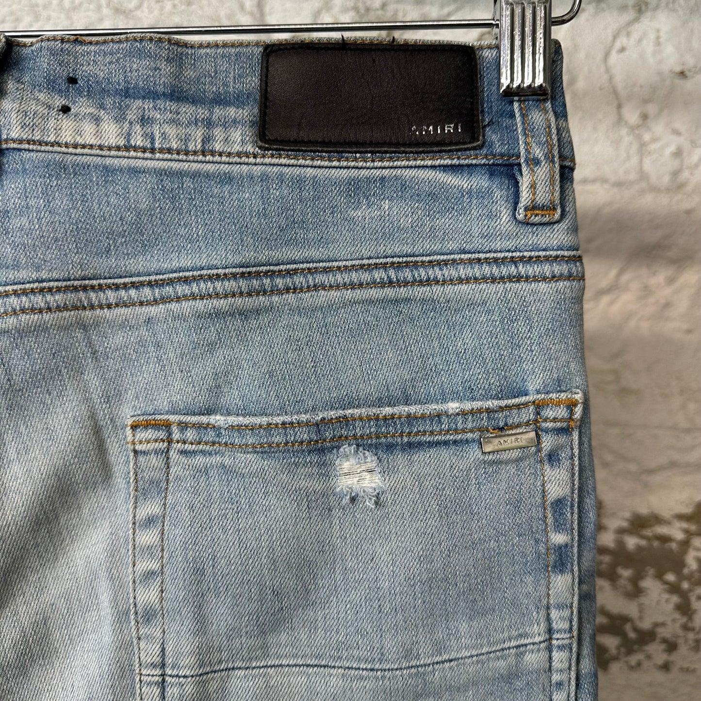 Amiri Brown Black Paisley Flames Blue Denim Jeans Sz 30