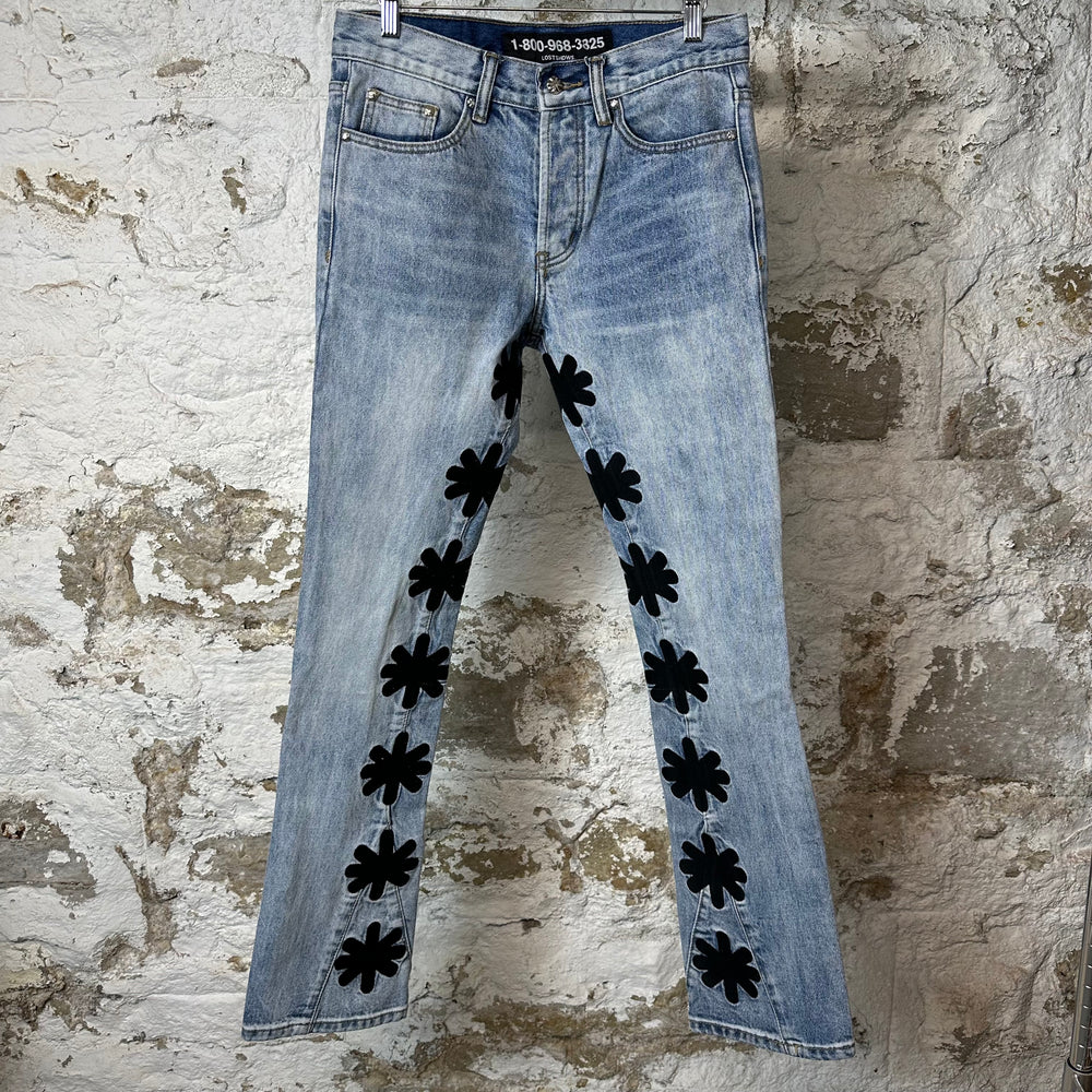 Lost Shadows Sun Logo Blue Denim Jeans Sz 30