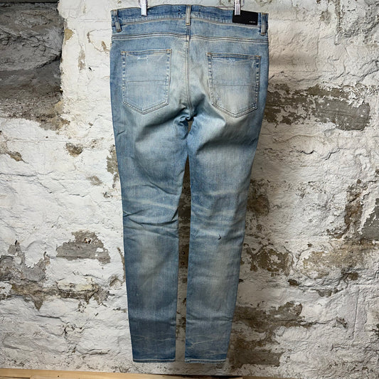 Amiri Leopard Print Thrasher Blue Denim Jeans Sz 36