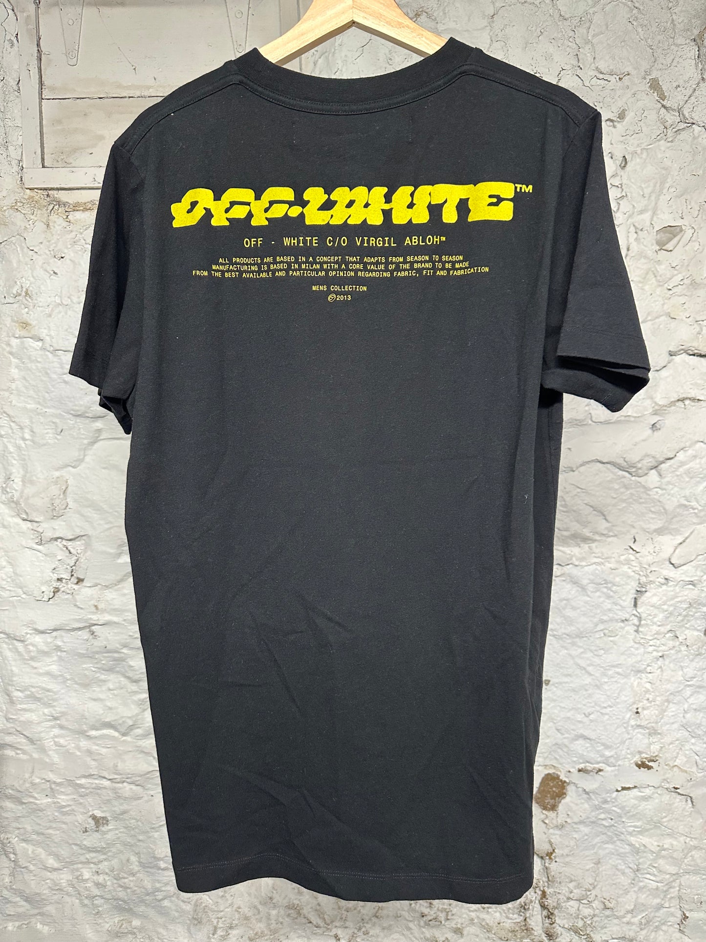 Off White Black Yellow T-Shirt Sz M