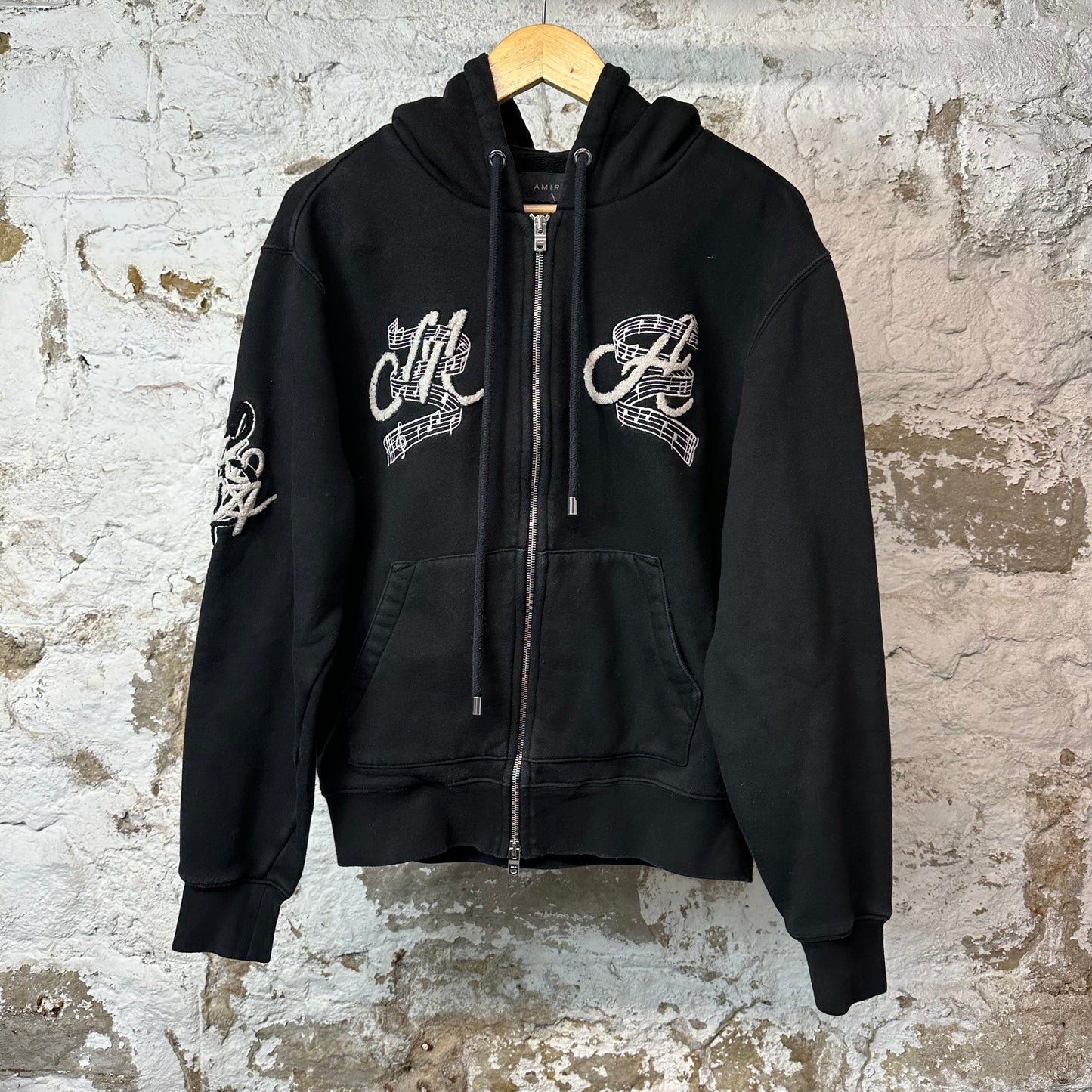 Amiri Music Club Zip Up Hoodie Black Sz S