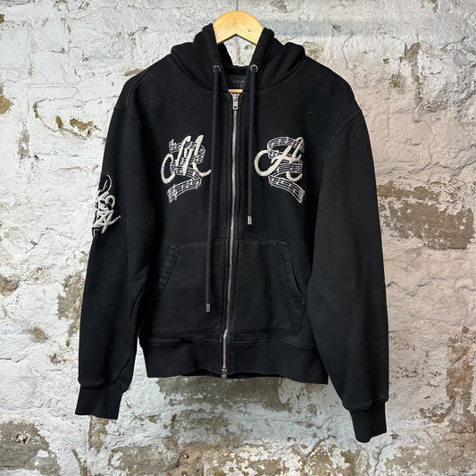 Amiri Music Club Zip Up Hoodie Black Sz S