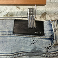 Amiri MX1 Denim Paint Splatter Blue Denim Jeans Sz 32