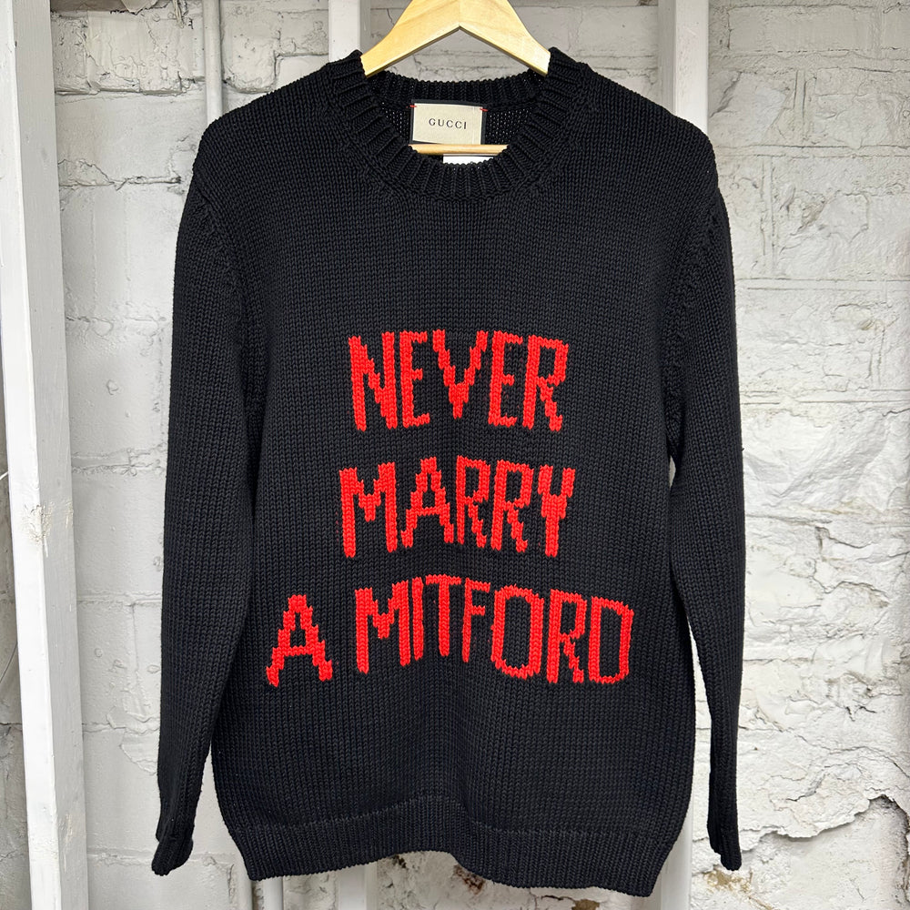 Gucci Never Marry A Mitford Black Crewneck Sz M