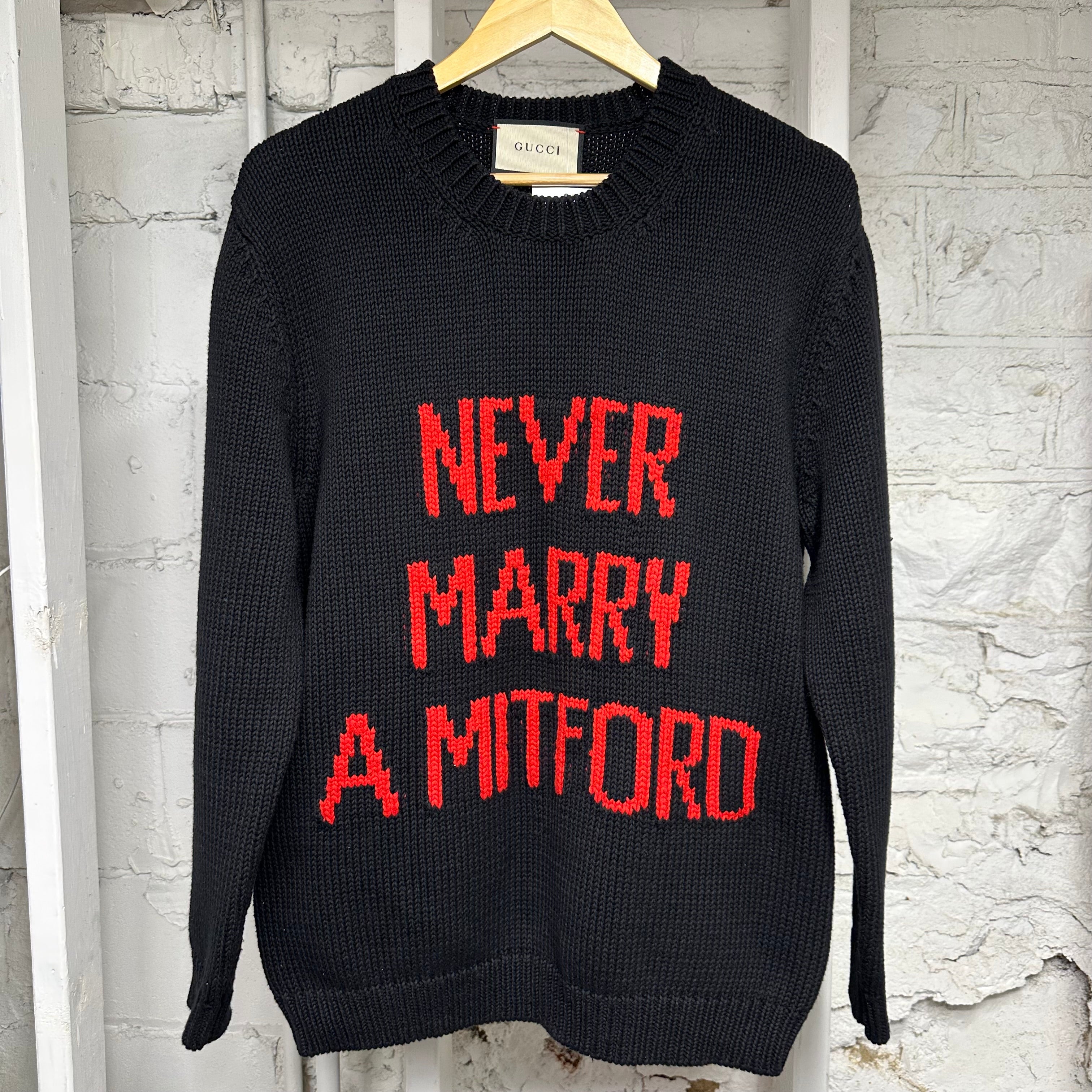 Gucci Never Marry A Mitford Black Crewneck Sz M