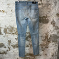 Amiri MX2 Multicolor Flannel Blue Denim Jeans Sz 31