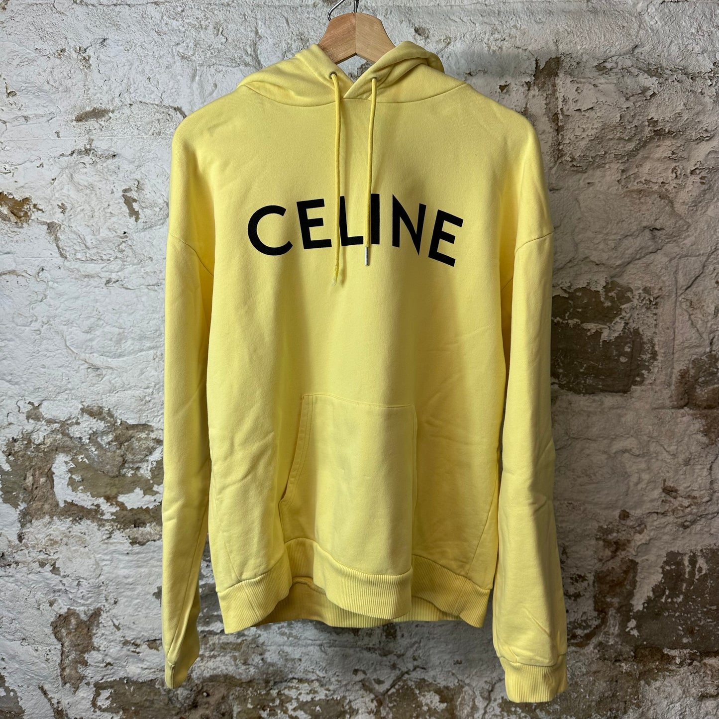 Celine Black Spellout Yellow Hoodie Sz M