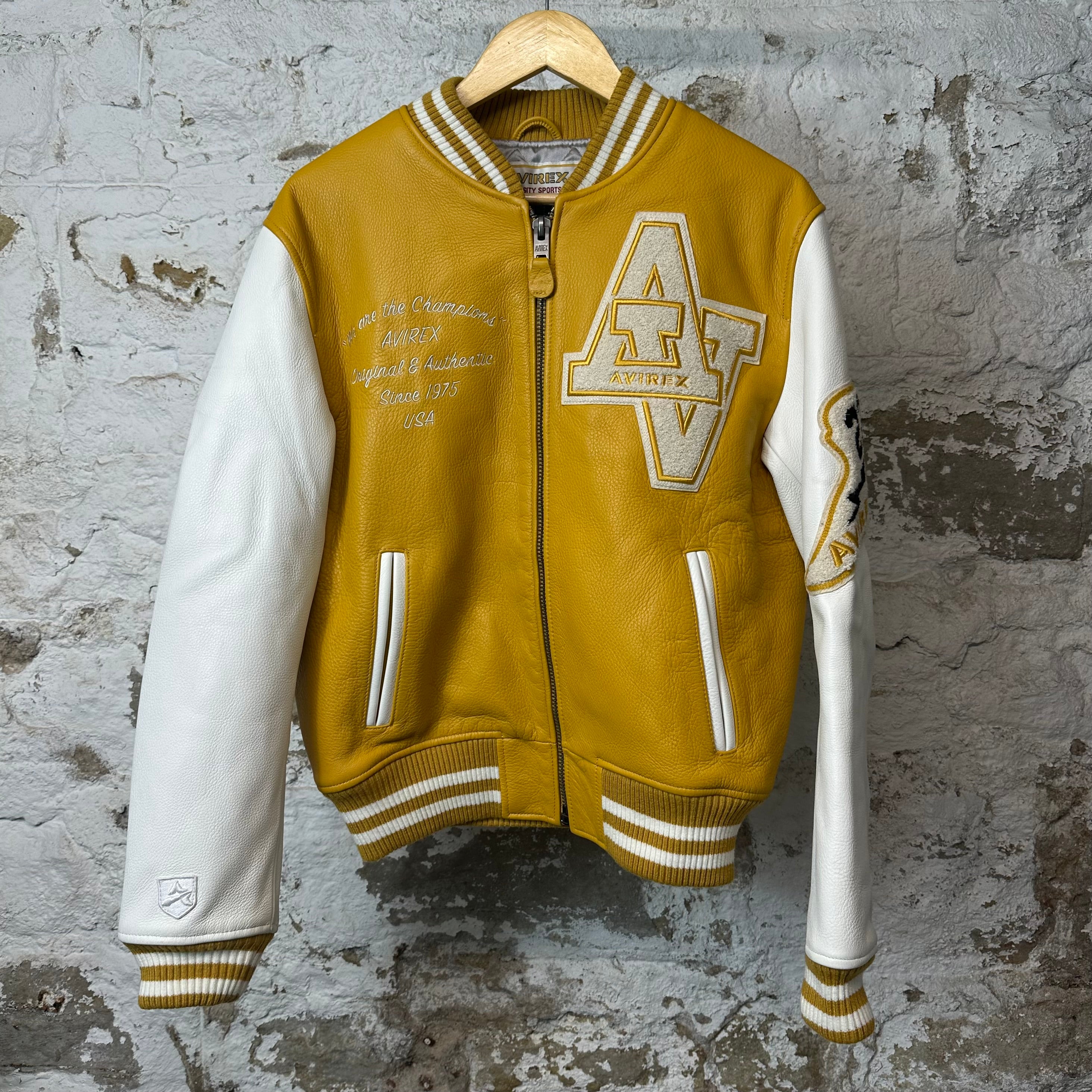 Avirex Wild Cats Yellow White Leather Jacket Sz S – The Gallery Online