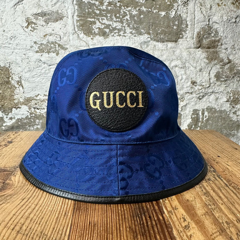 Gucci Blue GG Monogram Bucket Hat Sz S