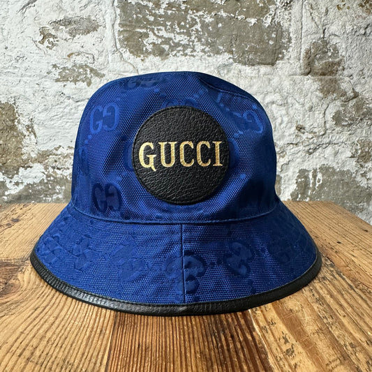 Gucci Blue GG Monogram Bucket Hat Sz S