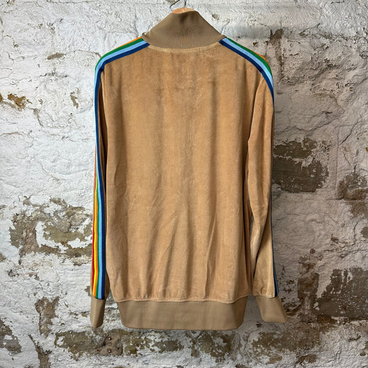 Palm Angels Rainbow Tan Velour Track Jacket Sz XL