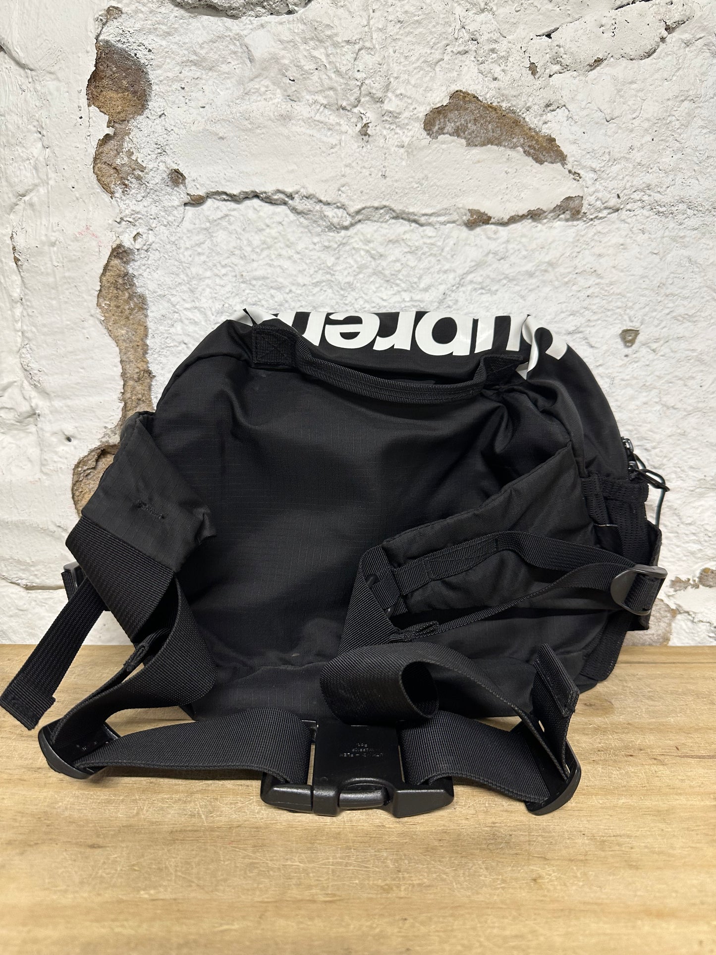 Supreme Black White Spellout Sidebag