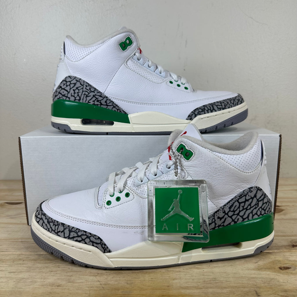 Jordan 3 white and green best sale