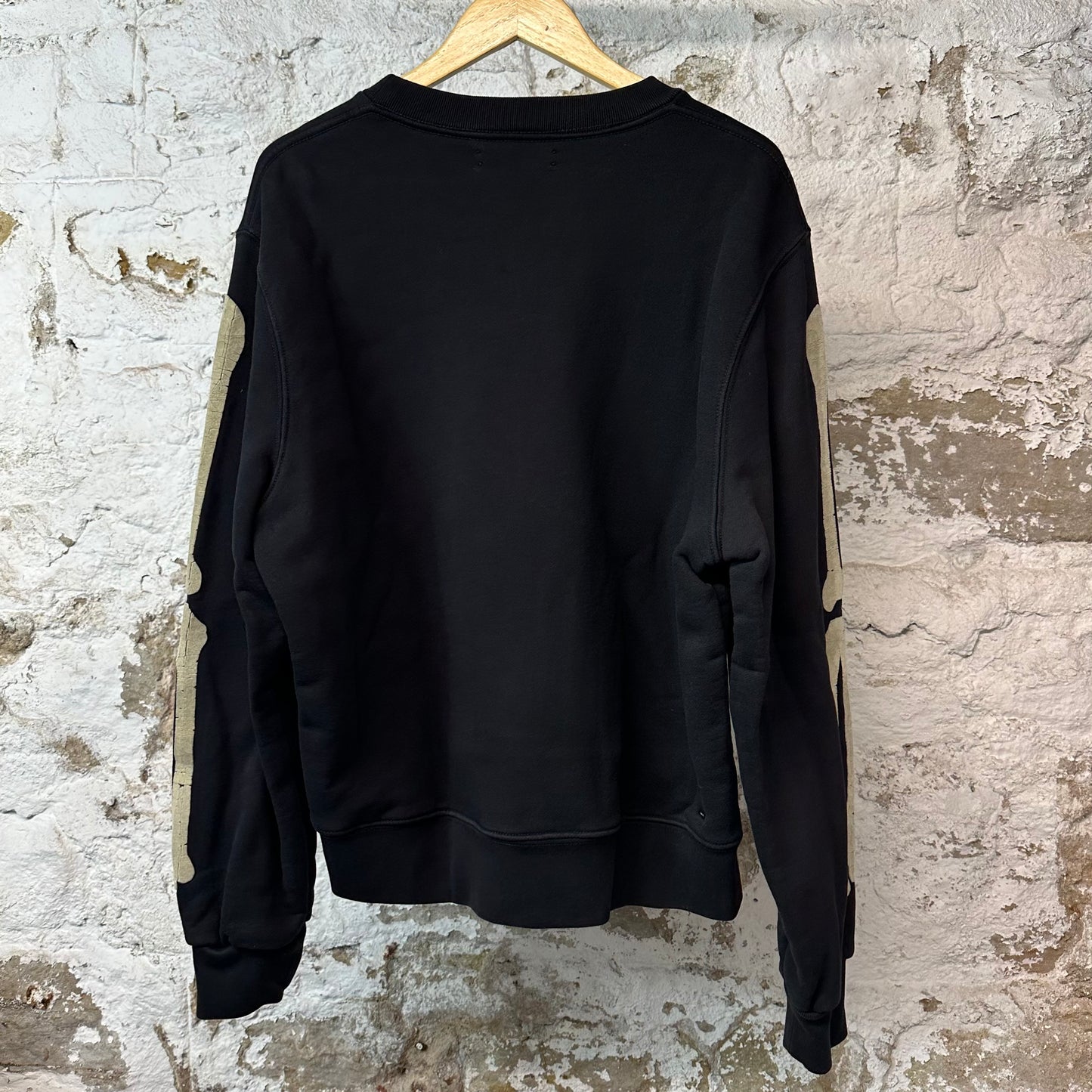 Amiri Cream Bone Sleeve Crewneck Black Sz L