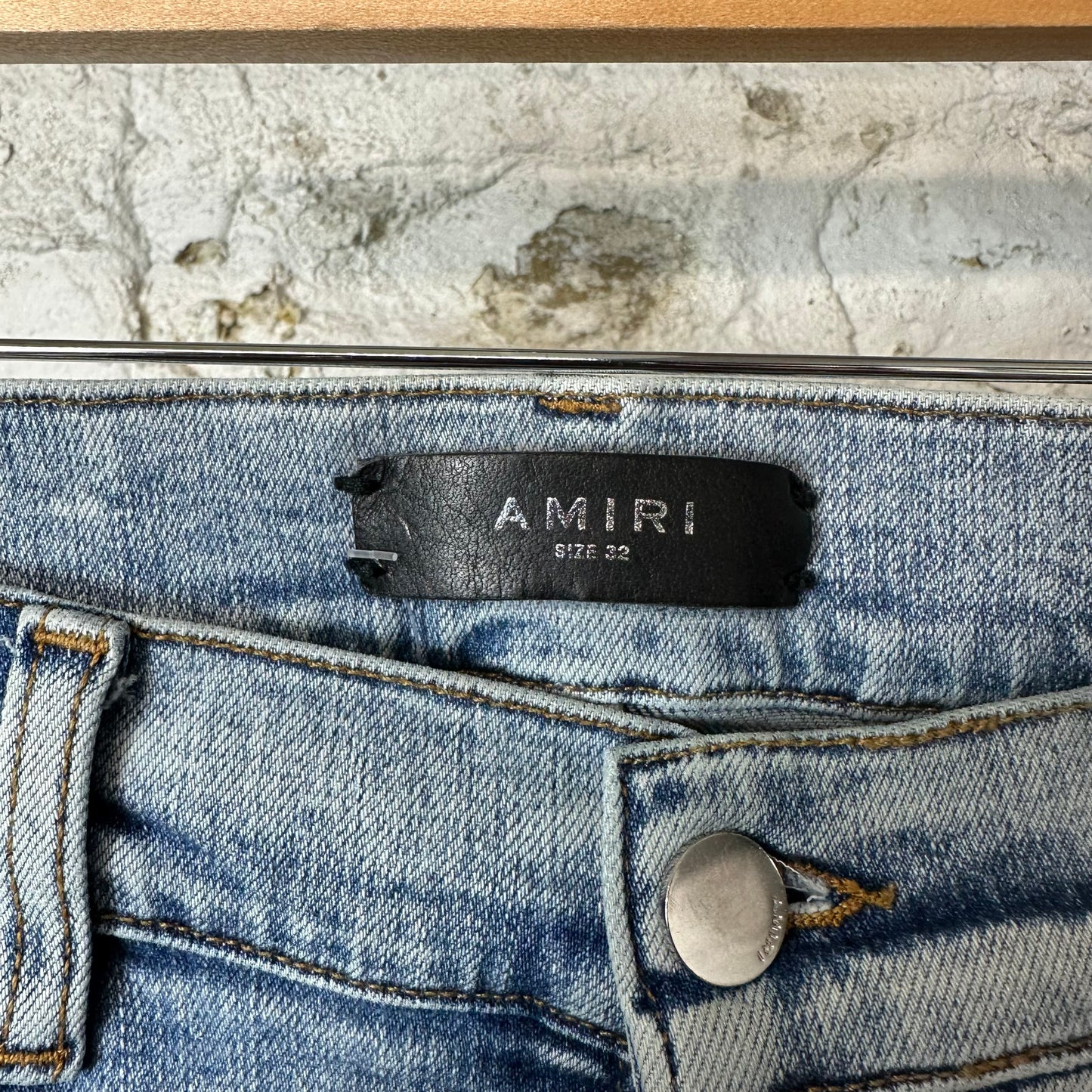 Amiri MX1 Glitter Patch Blue Denim Jeans Sz 32
