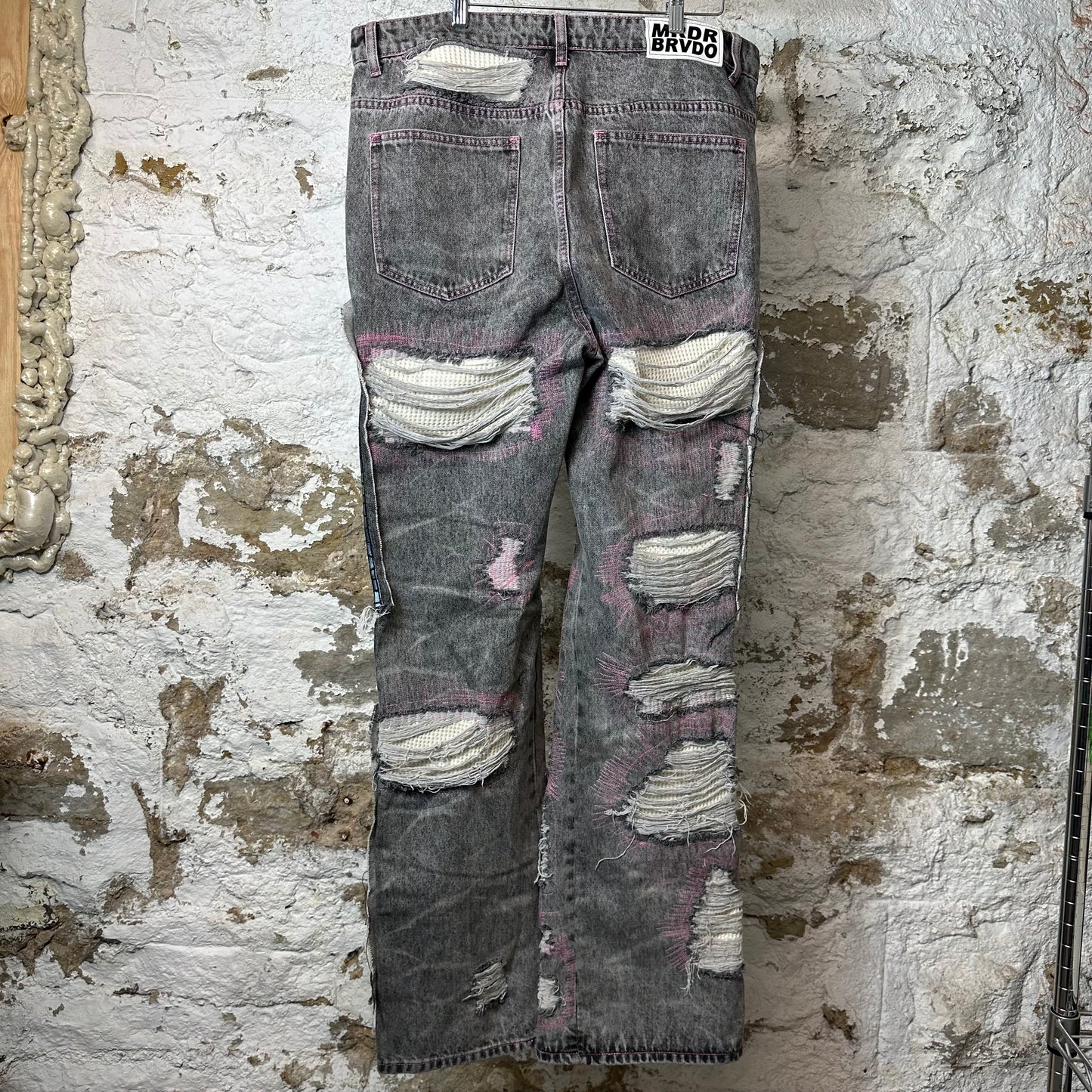 Who Decides War Stained Glass Grey Denim Jeans Sz 36