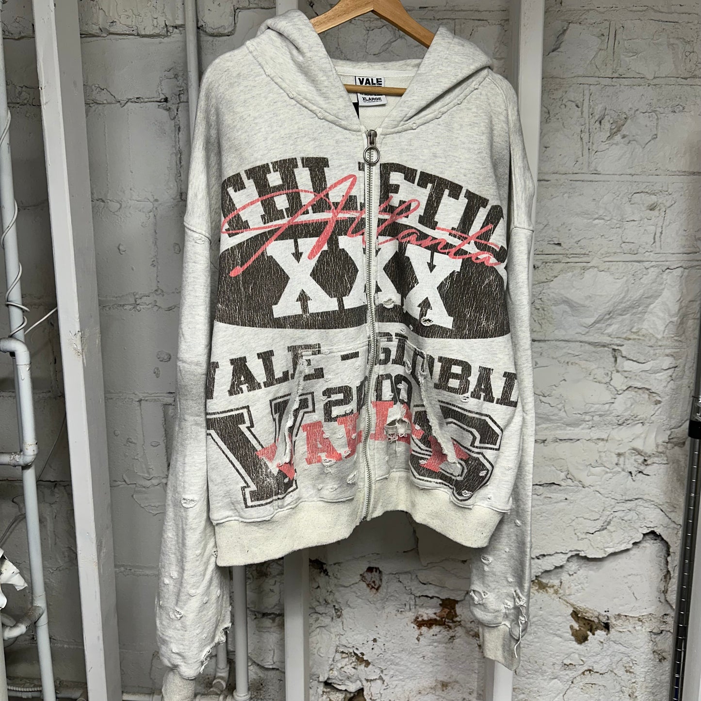 Vale Destroyer Grey Zip Up Hoodie Sz XL
