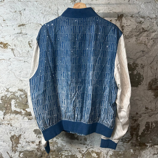 Amiri Logo Gradient Silk Blue Bomber Jacket Sz XL