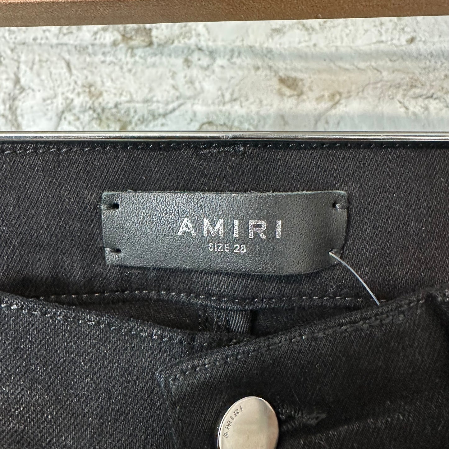 Amiri Plain Black Waxed Denim Jeans Sz 28
