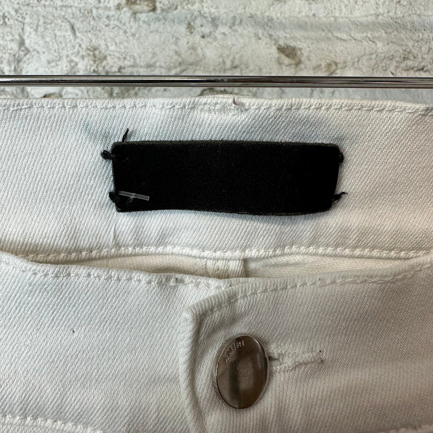 Amiri MX1 White Leather White Denim Jeans Sz 34