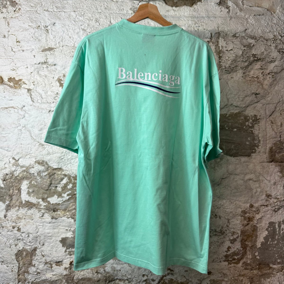 Balenciaga Political Mint Green T-Shirt Sz L