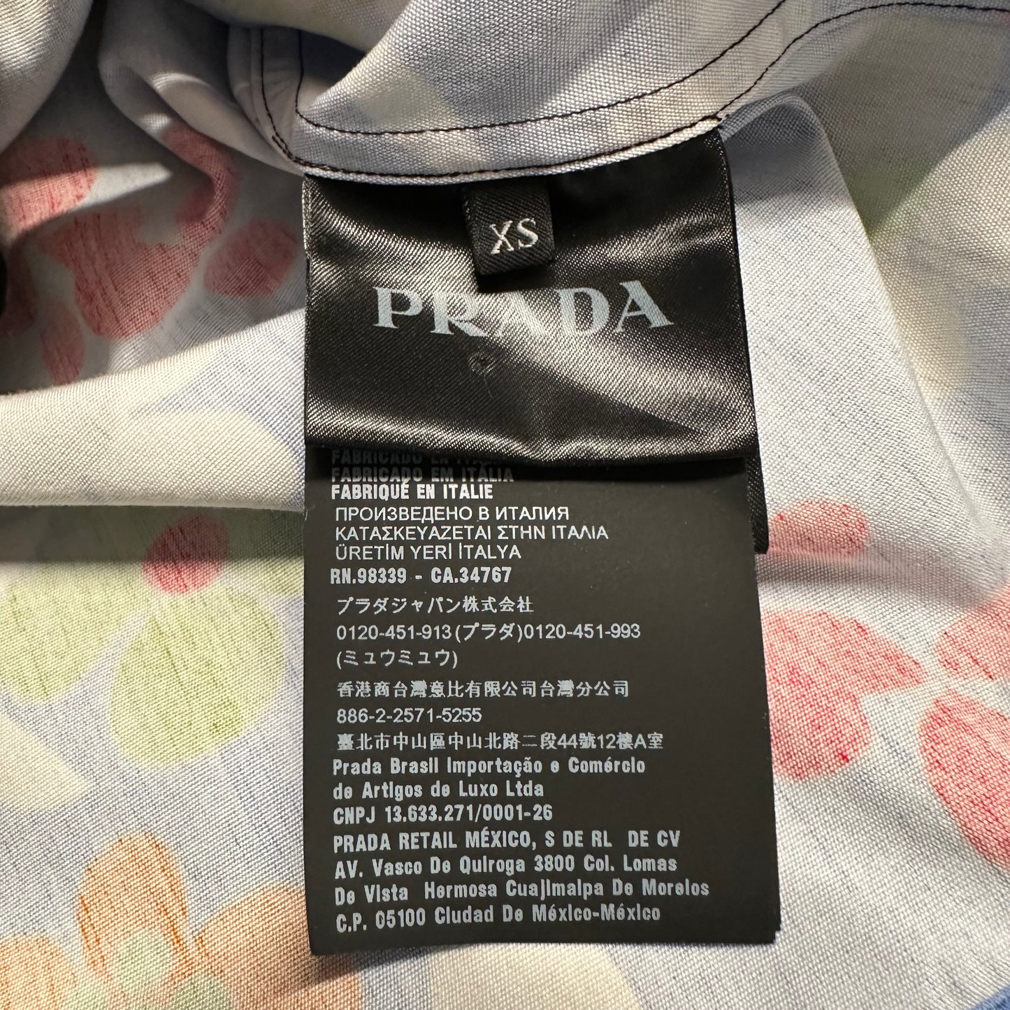 Prada Double Match Floral Car Button Up Shirt Sz XS