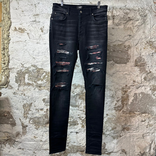 Amiri MX1 Red Tie Dye Thrasher Black Denim Jeans Sz 34