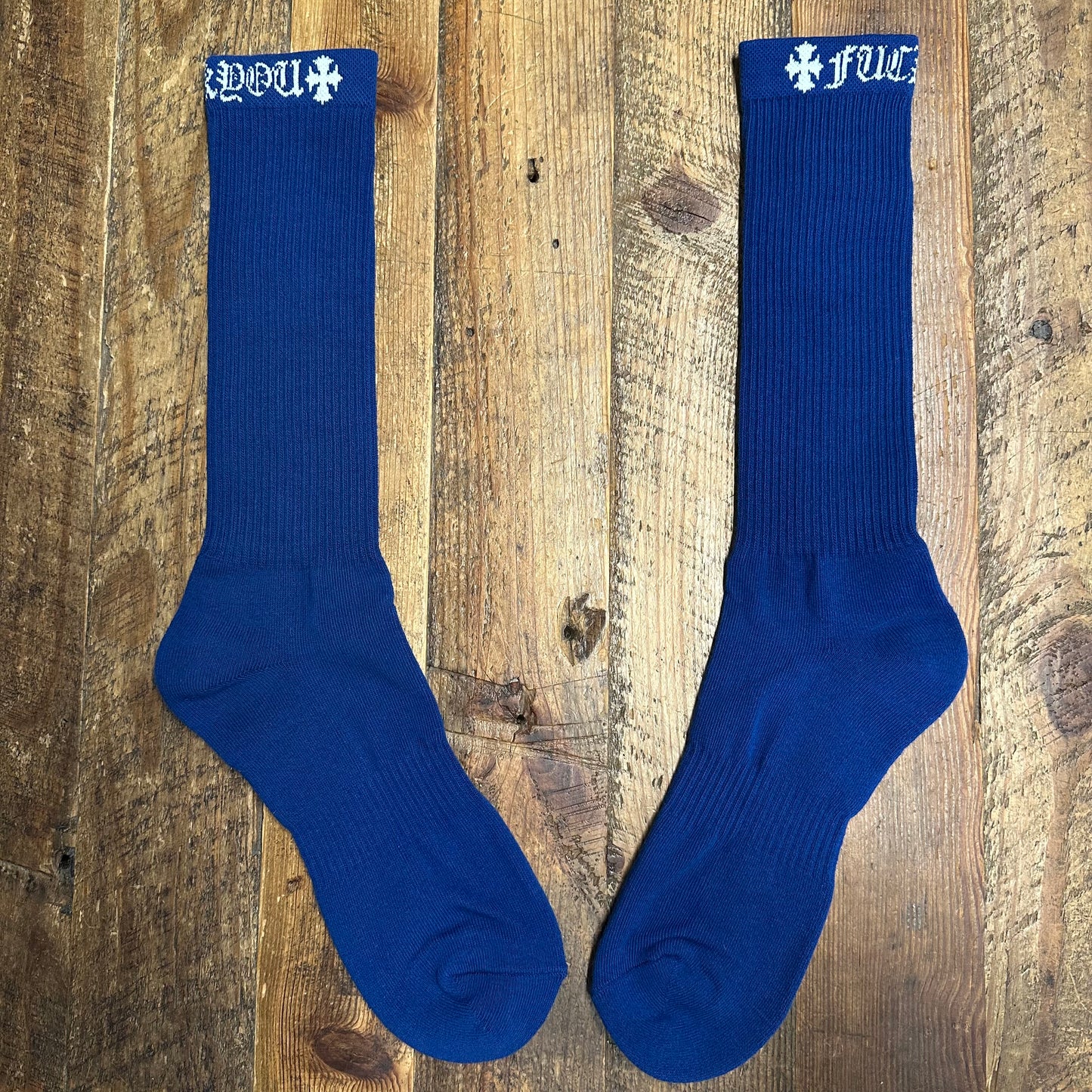 Chrome Hearts White Spell Blue Socks DS