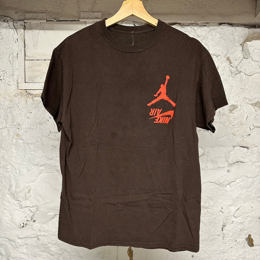 Travis Scott Jordan Brown Red T-Shirt Sz M